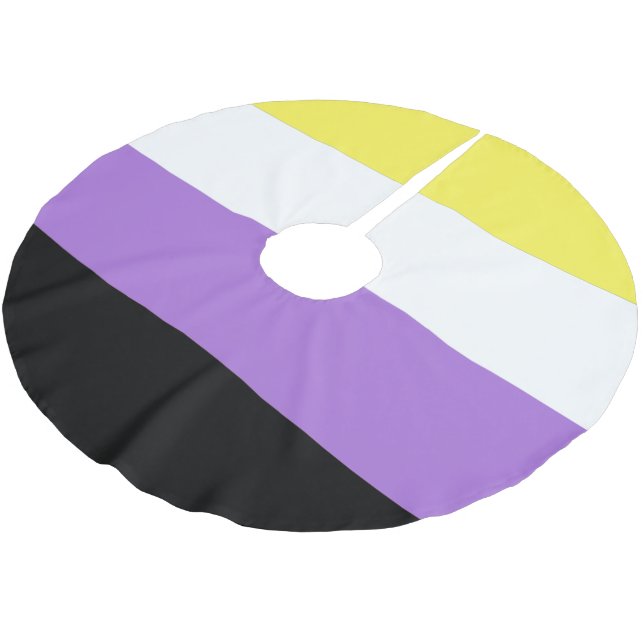 Flag für nichtbinäre Pride Polyester Weihnachtsbaumdecke (Schrägansicht)