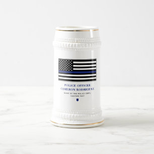 Flag für Polizeibeamte der personalisierten blauen Bierglas