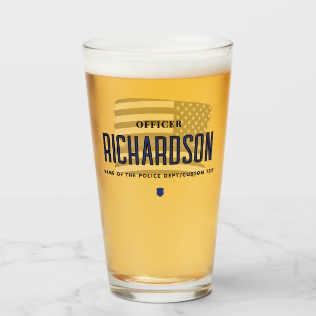 Flag für Polizeibeamte der personalisierten blauen Glas (Vorne (Gefüllt))