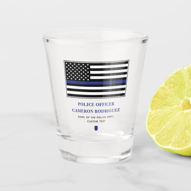 Flag für Polizeibeamte der personalisierten blauen Schnapsglas (Vorderseite)