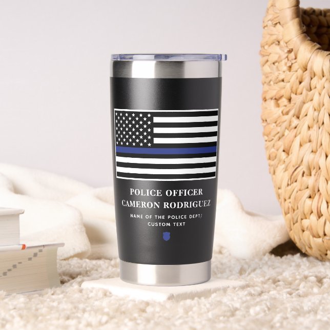 Flag für Polizeibeamte der personalisierten blauen Thermobecher (Wohnzimmer)