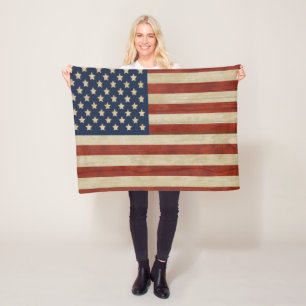 Flag für Vintage USA Fleecedecke