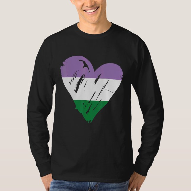Flag "Genderqueer Pride Heart" 1 T-Shirt (Vorderseite)