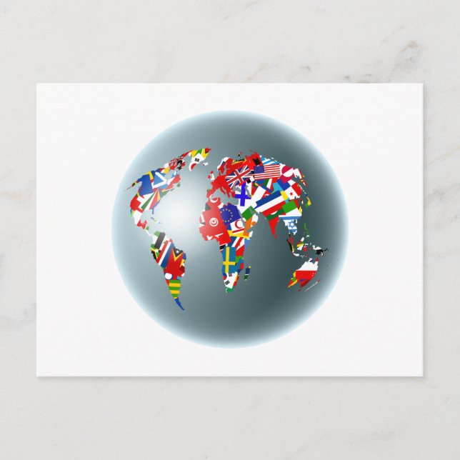 Flag Globe Postkarte (Vorderseite)