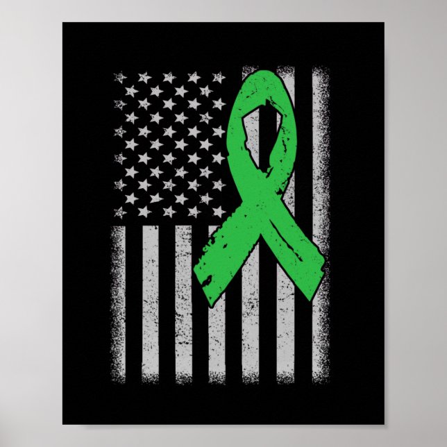 Flag Green Family Ribbon Nierenerkrankung Bewussts Poster (Vorne)