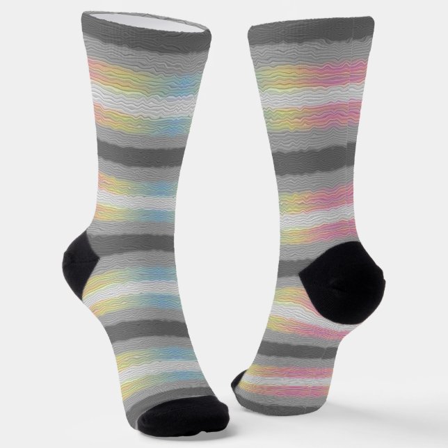 Flag Groovy Boho Trippy Abstrakt Demifluid Pride Socken (Gewinkelt)