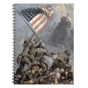Flag-Heben auf dem Suribachi-Berg, Iwo Jima, 1945 Notizblock