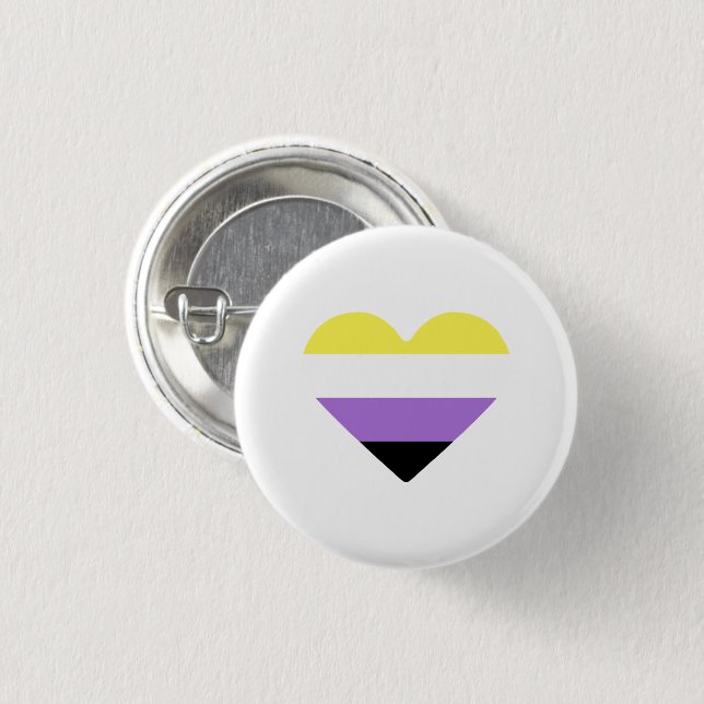 Flag-Herz für nichtbinäre Pride Button (Vorne & Hinten)