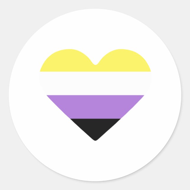Flag-Herz für nichtbinäre Pride Runder Aufkleber (Vorderseite)