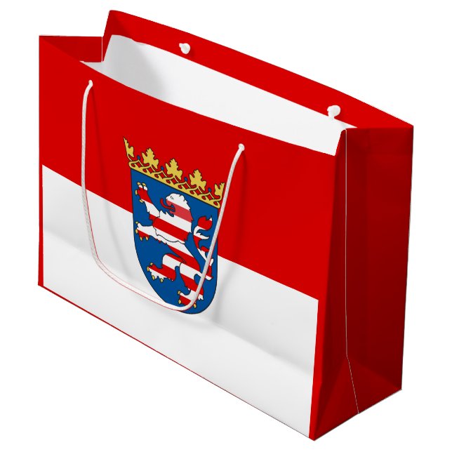 Flag Hesse Große Geschenktasche Geschenktüte (Vorderseite Schrägansicht)