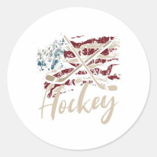 Flag Hockey Th. Juli Patriotische Sportlover Runder Aufkleber