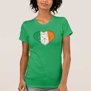 Flag Irland Herz mit Kleeblatt St. Patrick T-Shirt