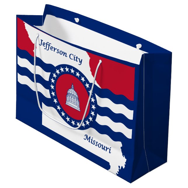 Flag Jefferson City, Missouri Große Geschenktasche Große Geschenktüte (Vorderseite Schrägansicht)