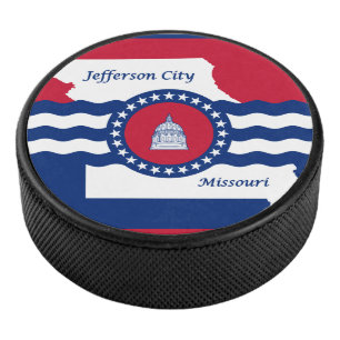 Flag Jefferson City, Missouri Hockey Puck