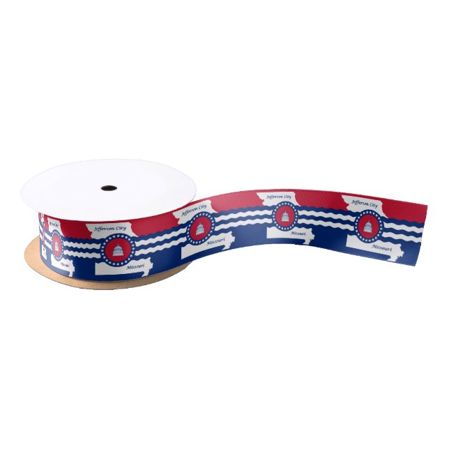 Flag Jefferson City, Missouri Satin Ribbon Satinband (Spule)