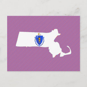 Flag-Karte für Massachusetts Postkarte