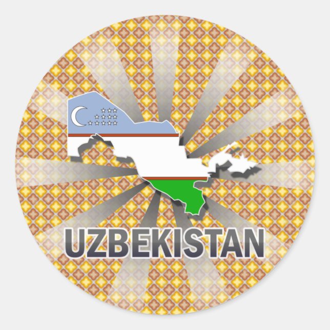 Flag-Karte Usbekistan 2.0 Runder Aufkleber (Vorderseite)