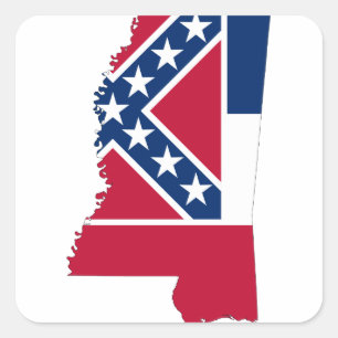 Flag-Karte von Mississippi Quadratischer Aufkleber