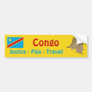 Flag Kongo-Kinshasa + Autoaufkleber Karte