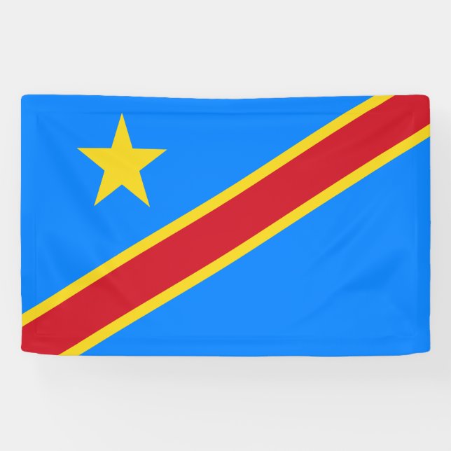 Flag Kongo Kinshasa Banner (Horizontal)