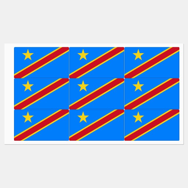 Flag Kongo Kinshasa Etiketten (Blatt)