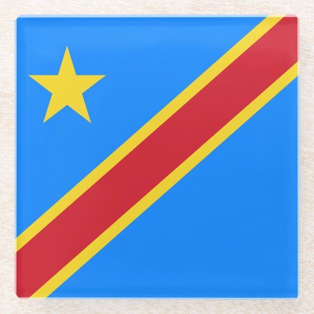 Flag Kongo Kinshasa Glasuntersetzer (Vorderseite)