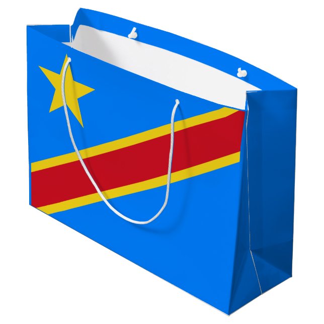 Flag Kongo Kinshasa Große Geschenktüte (Rückseite Schrägansicht)