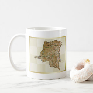 Flag Kongo-Kinshasa + Karte Tasse