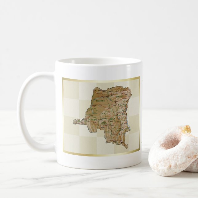 Flag Kongo-Kinshasa + Karte Tasse (Mit Donut)
