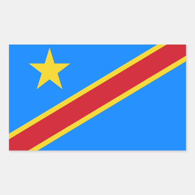 Flag Kongo Kinshasa Rechteckiger Aufkleber (Vorderseite)