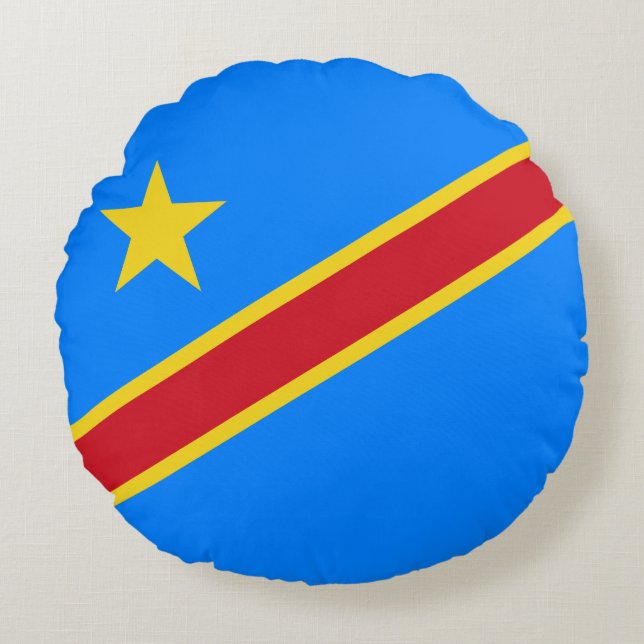 Flag Kongo Kinshasa Rundes Kissen (Vorderseite)