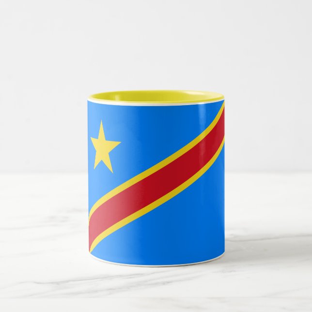 Flag Kongo Kinshasa Zweifarbige Tasse (Mittel)