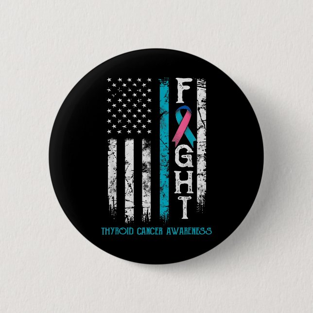 Flag "Krebsbewusstsein Blauer Rosa Aquamarine Schl Button (Vorderseite)