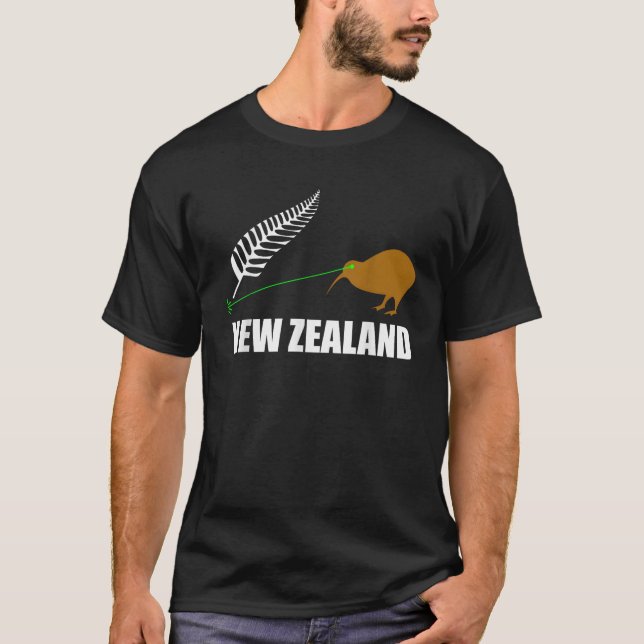 Flag Laser Kiwi Neuseeland T-Shirt (Vorderseite)