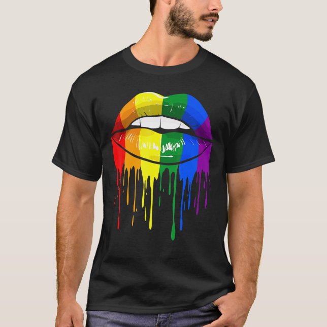Flag "LGBT Pride Month Gay Lesbian Pride Lips" T-Shirt (Vorderseite)