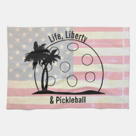 FLAG Life Liberty & Pickleball USA Geschirrtuch