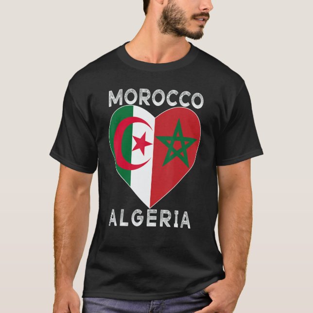 Flag Love Morocco Algeria I Love Morocco Algeria S T-Shirt (Vorderseite)