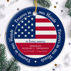 Flag Memorial in unserem Herzen Veteran USA Flag M Keramik Ornament