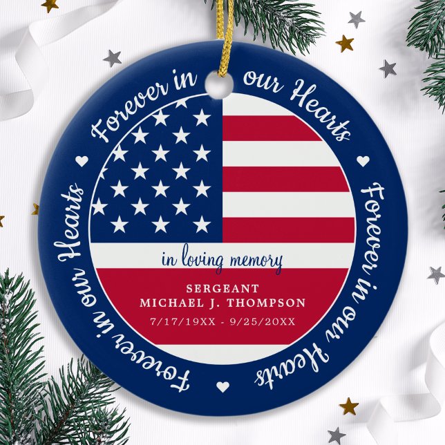 Flag Memorial in unserem Herzen Veteran USA Flag M Keramik Ornament (Von Creator hochgeladen)
