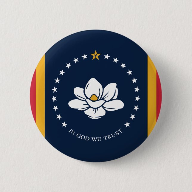 Flag Mississippi - Neue Magnolienflagge Button (Vorderseite)