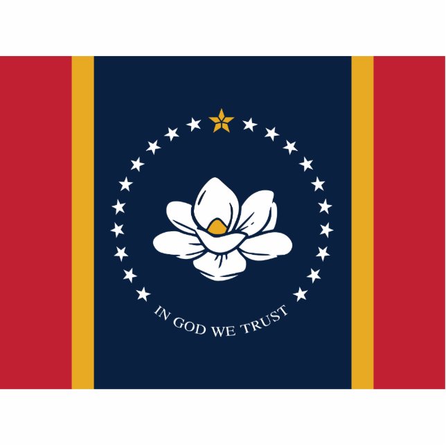 Flag Mississippi - Neue Magnolienflagge Freistehende Fotoskulptur (Vorne)