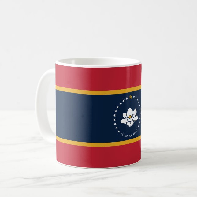 Flag Mississippi - Neue Magnolienflagge Kaffeetasse (Vorderseite Links)