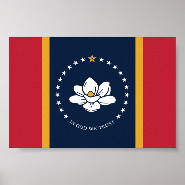 Flag Mississippi - Neue Magnolienflagge Poster (Vorne)