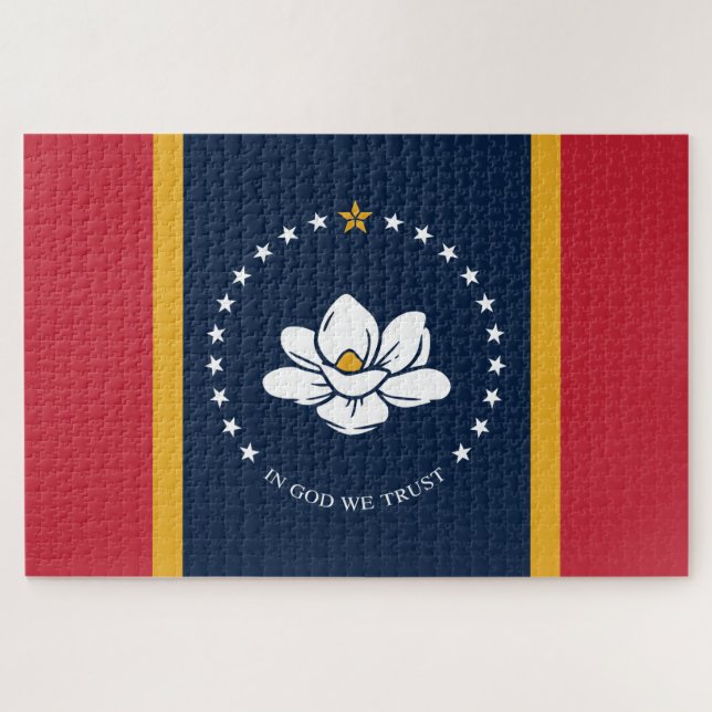 Flag Mississippi - Neue Magnolienflagge Puzzle (Horizontal)