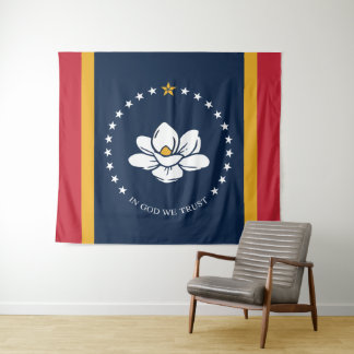 Flag Mississippi - Neue Magnolienflagge Wandteppich
