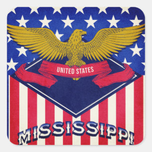 Flag Mississippi USA Quadratischer Aufkleber