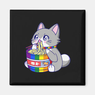 Flag mit Anime-Pride-Katze mit Katze-Essen Magnet