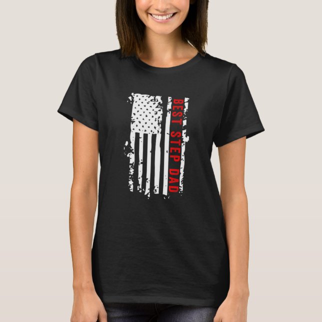Flag mit bester Stufe Vater beschädigt T-Shirt (Vorderseite)