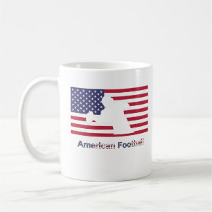Flag mit der Silhouette des amerikanischen Fußball Kaffeetasse