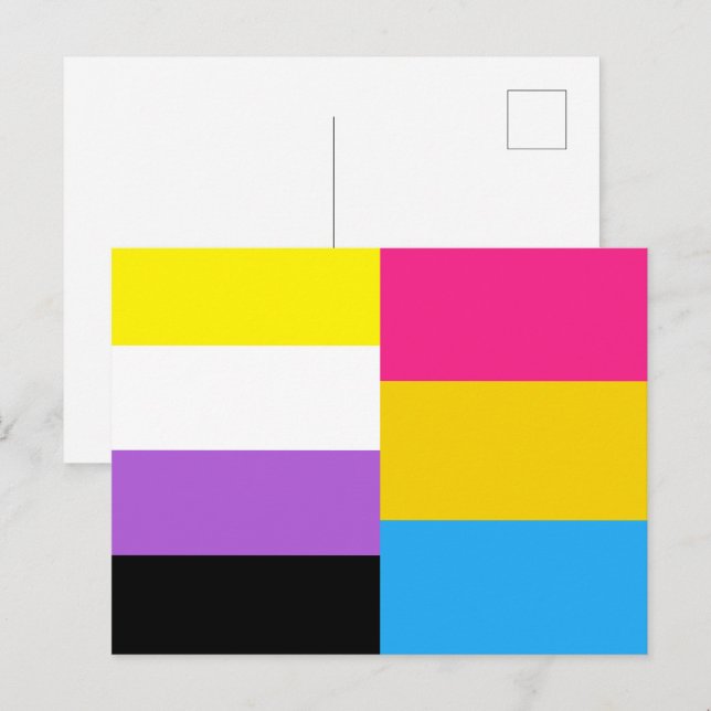 Flag mit nicht binärer Pansexual-Dual-Prix Postkarte (Vorne/Hinten)